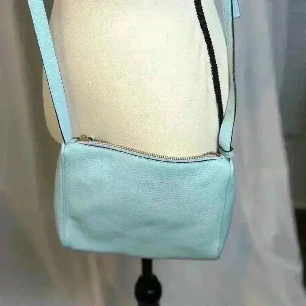 Kate Spade Leather Crossbody - Aqua Blue with front zipper